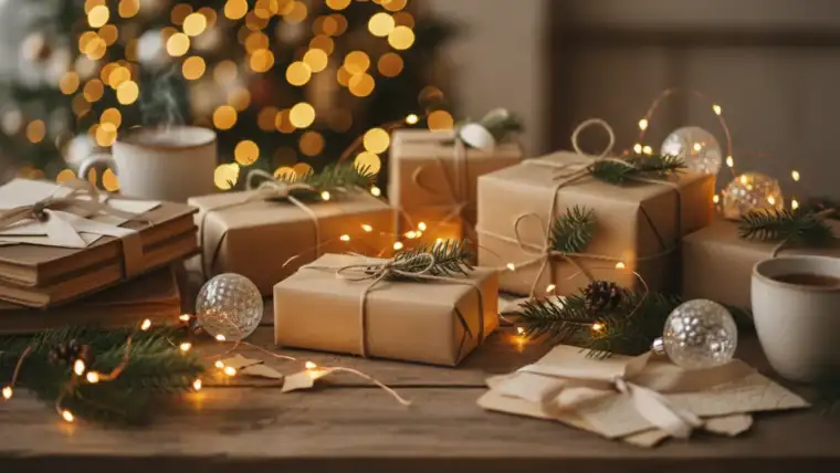 Album photo personnalisé Cheerz avec des souvenirs pour Noël disposé sous un sapin